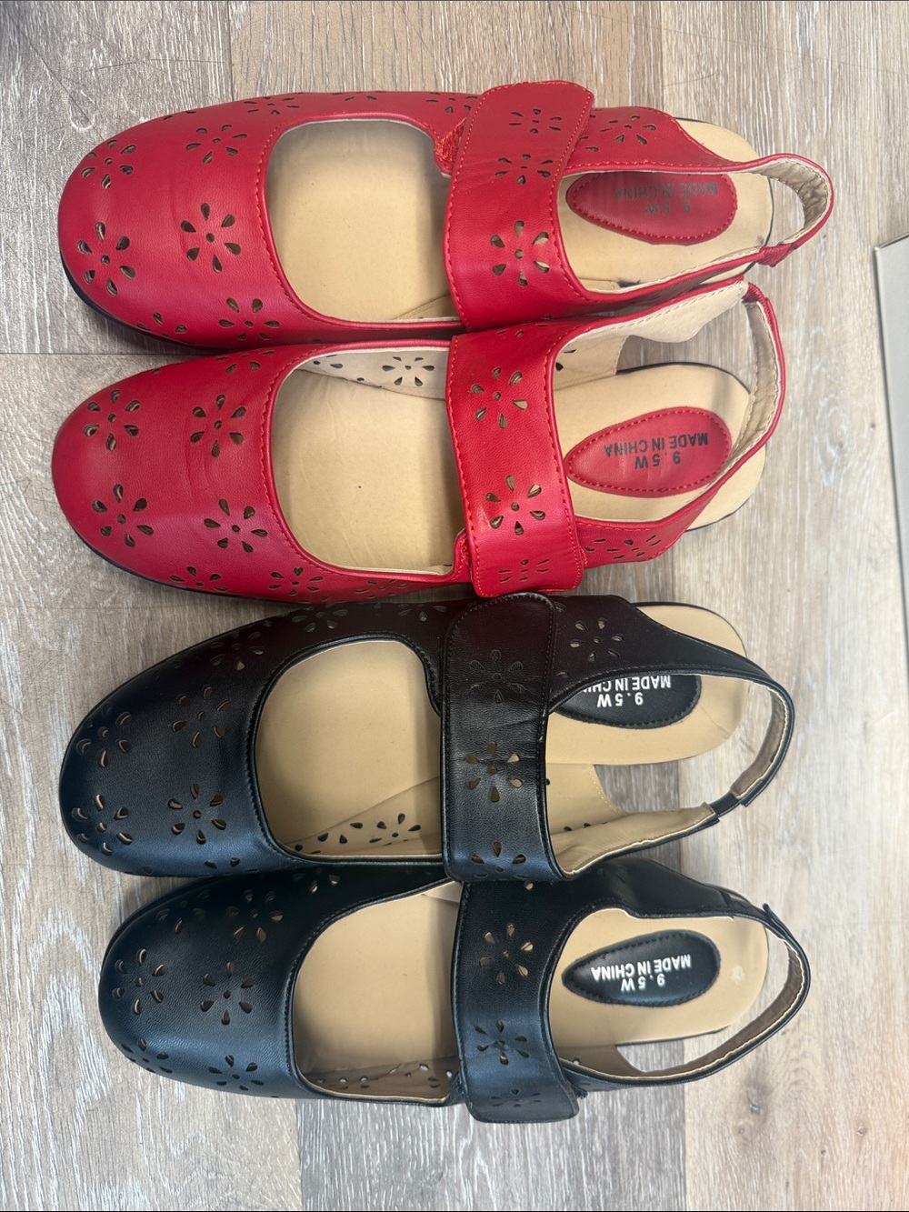 Unbranded Comfort Mary Jane Slingbacks in Red & Black Lot of 2